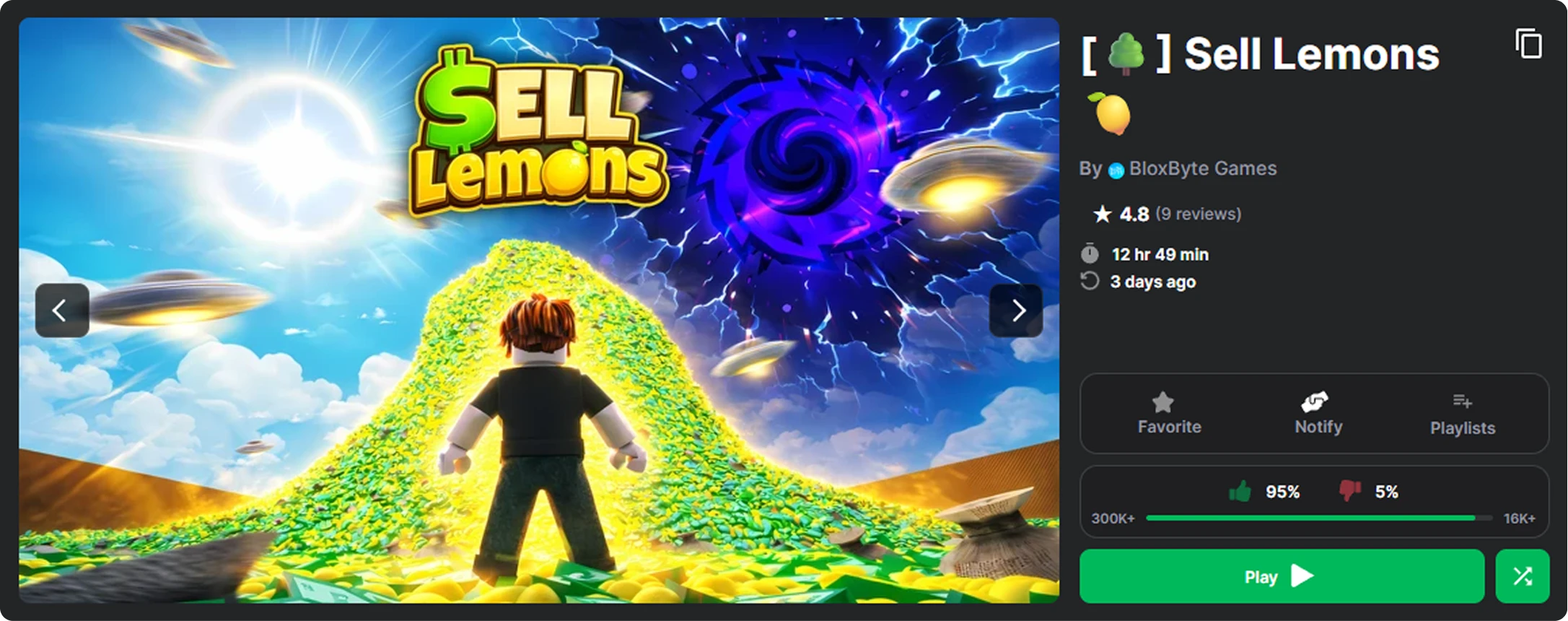 RoGold Ultimate redesigned Roblox game page