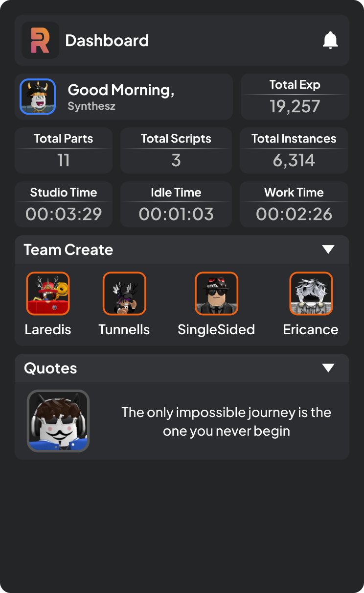 Studio Plugin dashboard
